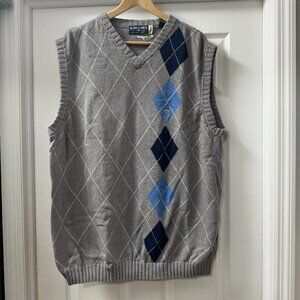 Enyce Vintage 90s Y2K urban streetwear grey argyle diamond sweater vest size 2XL